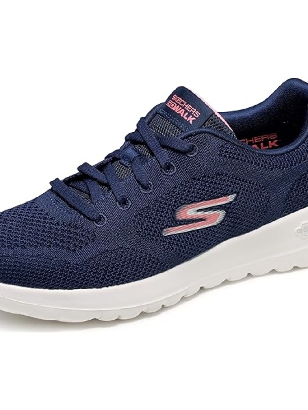Skechers Navy & Pink Women's GOwalk Knit Lace-Up Walking Sneakers - Picture 3 of 8